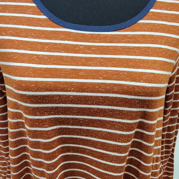 Umgee USA Small Striped Top Elbow Patches Boho Cottagecore Cozy Librarian Chic - Picture 4 of 8